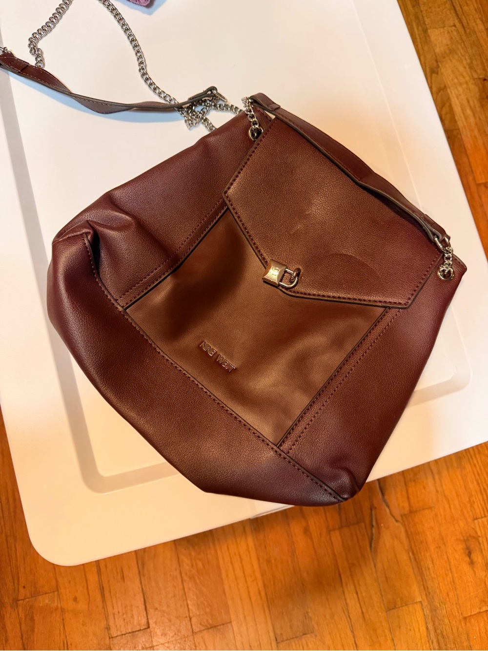 Nine West Burgundy Shoulder Bag with Chain Strap